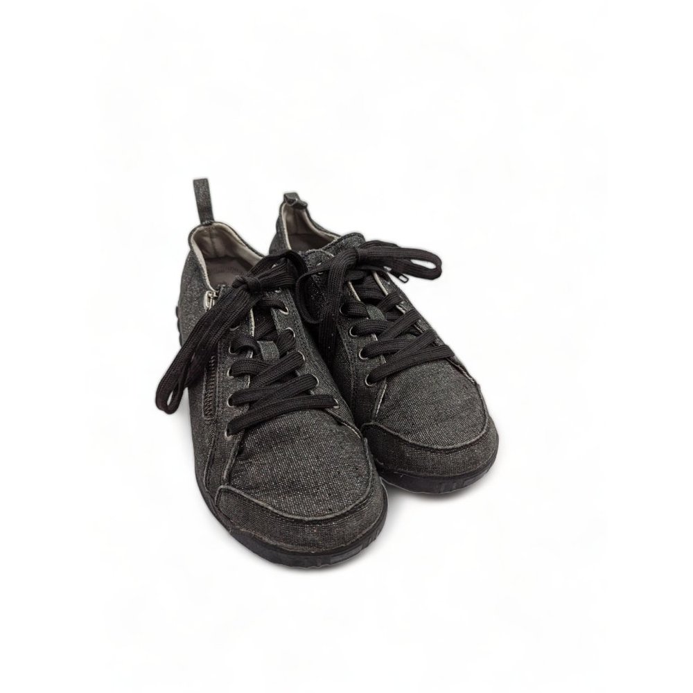 Therafit Sienna Black Shimmer Comfort Arch Support Zip Lace Up Shoe Size US 7 - Picture 12 of 14